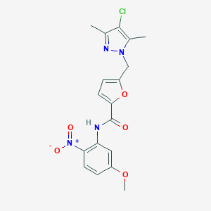 molecular formula C18H17ClN4O5 B455773 5-[(4-chloro-3,5-dimethyl-1H-pyrazol-1-yl)methyl]-N-(5-methoxy-2-nitrophenyl)furan-2-carboxamide 