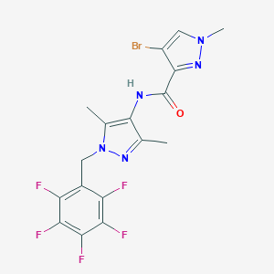 molecular formula C17H13BrF5N5O B455774 4-bromo-N-[3,5-dimethyl-1-(2,3,4,5,6-pentafluorobenzyl)-1H-pyrazol-4-yl]-1-methyl-1H-pyrazole-3-carboxamide 