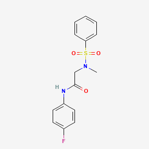 molecular formula C15H15FN2O3S B4557746 2-[benzenesulfonyl(methyl)amino]-N-(4-fluorophenyl)acetamide 