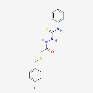 molecular formula C16H16FN3OS2 B4557750 2-{[(4-fluorobenzyl)thio]acetyl}-N-phenylhydrazinecarbothioamide 