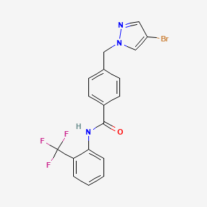 molecular formula C18H13BrF3N3O B4557769 4-[(4-bromo-1H-pyrazol-1-yl)methyl]-N-[2-(trifluoromethyl)phenyl]benzamide 