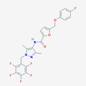 molecular formula C24H17F6N3O3 B455778 N-[3,5-dimethyl-1-(2,3,4,5,6-pentafluorobenzyl)-1H-pyrazol-4-yl]-5-[(4-fluorophenoxy)methyl]-2-furamide 