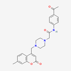 molecular formula C25H27N3O4 B4557836 N-(4-acetylphenyl)-2-{4-[(7-methyl-2-oxo-2H-chromen-4-yl)methyl]piperazin-1-yl}acetamide 