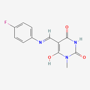 molecular formula C12H10FN3O3 B4557847 5-{[(4-fluorophenyl)amino]methylene}-1-methyl-2,4,6(1H,3H,5H)-pyrimidinetrione 