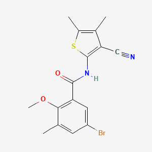 molecular formula C16H15BrN2O2S B4557850 5-bromo-N-(3-cyano-4,5-dimethyl-2-thienyl)-2-methoxy-3-methylbenzamide 