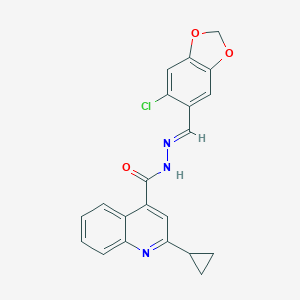 molecular formula C21H16ClN3O3 B455786 N'-[(6-chloro-1,3-benzodioxol-5-yl)methylene]-2-cyclopropyl-4-quinolinecarbohydrazide 