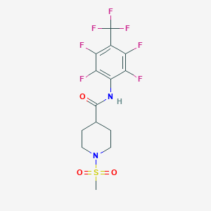 molecular formula C14H13F7N2O3S B4557882 1-(methylsulfonyl)-N-[2,3,5,6-tetrafluoro-4-(trifluoromethyl)phenyl]-4-piperidinecarboxamide 