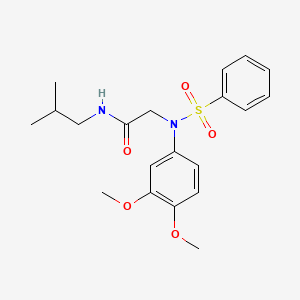 molecular formula C20H26N2O5S B4557911 N~2~-(3,4-二甲氧基苯基)-N~1~-异丁基-N~2~-(苯磺酰基)甘氨酰胺 