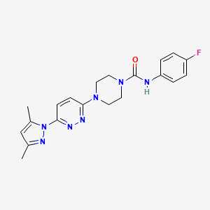 molecular formula C20H22FN7O B4557920 4-[6-(3,5-dimethyl-1H-pyrazol-1-yl)-3-pyridazinyl]-N-(4-fluorophenyl)-1-piperazinecarboxamide 