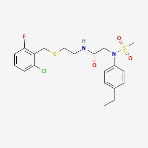 molecular formula C20H24ClFN2O3S2 B4557928 N~1~-{2-[(2-chloro-6-fluorobenzyl)thio]ethyl}-N~2~-(4-ethylphenyl)-N~2~-(methylsulfonyl)glycinamide 