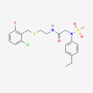 molecular formula C20H24ClFN2O3S2 B4557928 N~1~-{2-[(2-氯-6-氟苯甲基)硫]乙基}-N~2~-(4-乙基苯基)-N~2~-(甲磺酰基)甘氨酰胺 