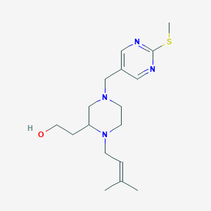 molecular formula C17H28N4OS B4557950 2-(1-(3-methyl-2-buten-1-yl)-4-{[2-(methylthio)-5-pyrimidinyl]methyl}-2-piperazinyl)ethanol 