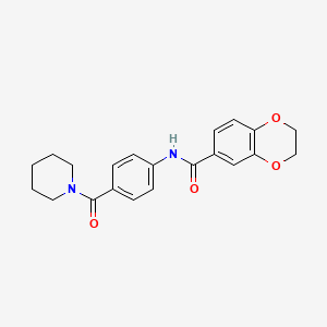 molecular formula C21H22N2O4 B4557973 N-[4-(1-piperidinylcarbonyl)phenyl]-2,3-dihydro-1,4-benzodioxine-6-carboxamide 