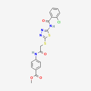 molecular formula C19H15ClN4O4S2 B4557981 methyl 4-{[({5-[(2-chlorobenzoyl)amino]-1,3,4-thiadiazol-2-yl}thio)acetyl]amino}benzoate 