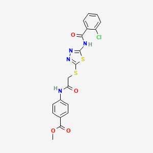 molecular formula C19H15ClN4O4S2 B4557981 4-{[({5-[(2-氯苯甲酰)氨基]-1,3,4-噻二唑-2-基}硫代)乙酰]氨基}苯甲酸甲酯 