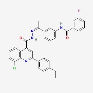 molecular formula C33H26ClFN4O2 B4558002 N-[3-(N-{[8-chloro-2-(4-ethylphenyl)-4-quinolinyl]carbonyl}ethanehydrazonoyl)phenyl]-3-fluorobenzamide 