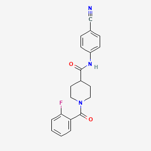 molecular formula C20H18FN3O2 B4558033 N-(4-氰基苯基)-1-(2-氟苯甲酰基)-4-哌啶甲酰胺 