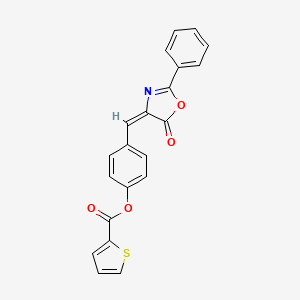 molecular formula C21H13NO4S B4558040 4-[(5-氧代-2-苯基-1,3-恶唑-4(5H)-亚烷基)甲基]苯基 2-噻吩甲酸酯 