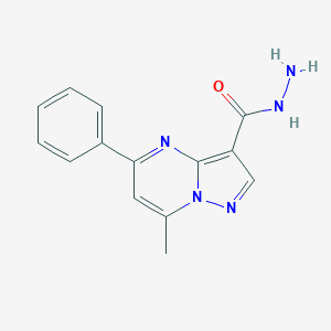 molecular formula C14H13N5O B455806 7-Methyl-5-phenylpyrazolo[1,5-a]pyrimidine-3-carbohydrazide 