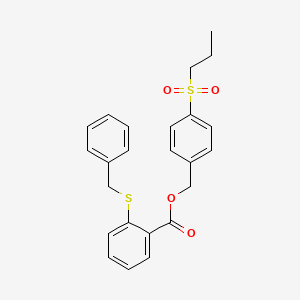 molecular formula C24H24O4S2 B4558060 4-(丙磺酰基)苄基2-(苄硫基)苯甲酸酯 