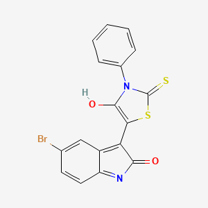 molecular formula C17H9BrN2O2S2 B4558065 5-bromo-3-(4-oxo-3-phenyl-2-thioxo-1,3-thiazolidin-5-ylidene)-1,3-dihydro-2H-indol-2-one 