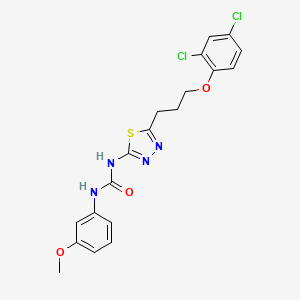 molecular formula C19H18Cl2N4O3S B4558076 N-{5-[3-(2,4-dichlorophenoxy)propyl]-1,3,4-thiadiazol-2-yl}-N'-(3-methoxyphenyl)urea 
