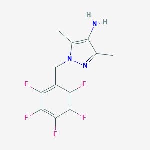 molecular formula C12H10F5N3 B455810 3,5-Dimethyl-1-[(2,3,4,5,6-pentafluorophenyl)methyl]pyrazol-4-amine CAS No. 895929-03-0