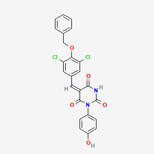 molecular formula C24H16Cl2N2O5 B4558136 5-[4-(苯甲氧基)-3,5-二氯苄叉亚基]-1-(4-羟基苯基)-2,4,6(1H,3H,5H)-嘧啶三酮 
