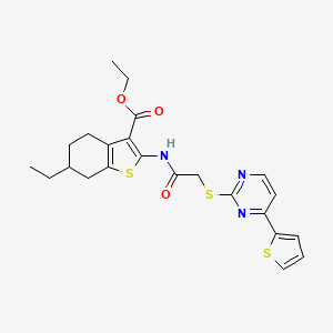 ethyl 6-ethyl-2-[({[4-(2-thienyl)-2-pyrimidinyl]thio}acetyl)amino]-4,5,6,7-tetrahydro-1-benzothiophene-3-carboxylate