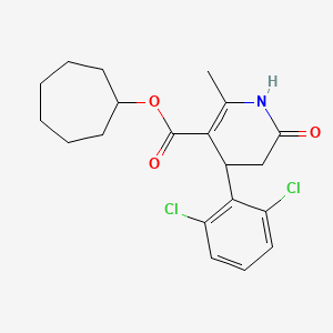 molecular formula C20H23Cl2NO3 B4558166 cycloheptyl 4-(2,6-dichlorophenyl)-2-methyl-6-oxo-1,4,5,6-tetrahydro-3-pyridinecarboxylate 