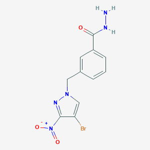 molecular formula C11H10BrN5O3 B455818 3-(4-Bromo-3-nitro-pyrazol-1-ylmethyl)-benzoic acid hydrazide CAS No. 512809-58-4
