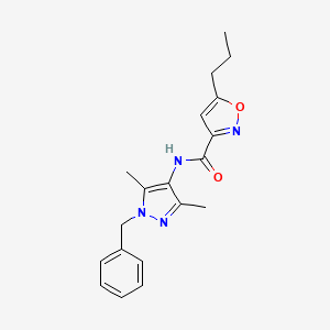 molecular formula C19H22N4O2 B4558208 N-(1-benzyl-3,5-dimethyl-1H-pyrazol-4-yl)-5-propyl-3-isoxazolecarboxamide 