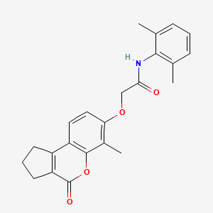 molecular formula C23H23NO4 B4558215 N-(2,6-dimethylphenyl)-2-[(6-methyl-4-oxo-1,2,3,4-tetrahydrocyclopenta[c]chromen-7-yl)oxy]acetamide 