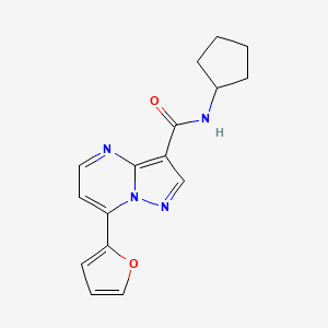 molecular formula C16H16N4O2 B4558274 N-cyclopentyl-7-(2-furyl)pyrazolo[1,5-a]pyrimidine-3-carboxamide 