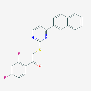 molecular formula C22H14F2N2OS B4558293 1-(2,4-二氟苯基)-2-{[4-(2-萘基)-2-嘧啶基]硫代}乙酮 