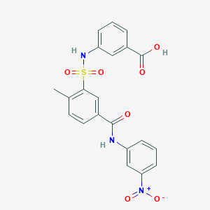 molecular formula C21H17N3O7S B4558305 3-{[(2-methyl-5-{[(3-nitrophenyl)amino]carbonyl}phenyl)sulfonyl]amino}benzoic acid 