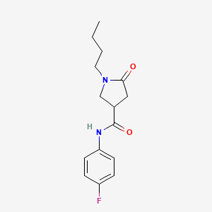 molecular formula C15H19FN2O2 B4558316 1-butyl-N-(4-fluorophenyl)-5-oxo-3-pyrrolidinecarboxamide 