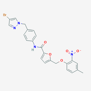 molecular formula C23H19BrN4O5 B455832 N-{4-[(4-bromo-1H-pyrazol-1-yl)methyl]phenyl}-5-({2-nitro-4-methylphenoxy}methyl)-2-furamide 