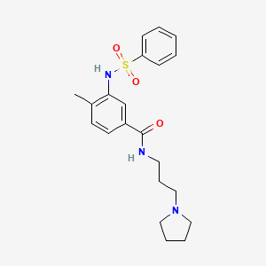 molecular formula C21H27N3O3S B4558342 4-methyl-3-[(phenylsulfonyl)amino]-N-[3-(1-pyrrolidinyl)propyl]benzamide 