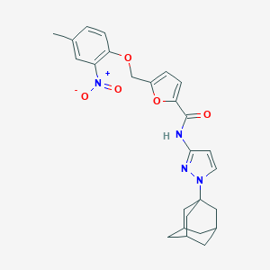 molecular formula C26H28N4O5 B455835 N-[1-(1-adamantyl)-1H-pyrazol-3-yl]-5-({2-nitro-4-methylphenoxy}methyl)-2-furamide 