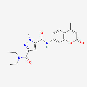 molecular formula C20H22N4O4 B4558353 N~3~,N~3~-diethyl-1-methyl-N~5~-(4-methyl-2-oxo-2H-chromen-7-yl)-1H-pyrazole-3,5-dicarboxamide 