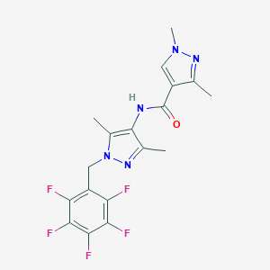 molecular formula C18H16F5N5O B455837 N-[3,5-dimethyl-1-(pentafluorobenzyl)-1H-pyrazol-4-yl]-1,3-dimethyl-1H-pyrazole-4-carboxamide 