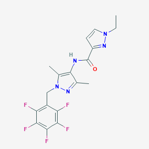 molecular formula C18H16F5N5O B455838 N-[3,5-dimethyl-1-(2,3,4,5,6-pentafluorobenzyl)-1H-pyrazol-4-yl]-1-ethyl-1H-pyrazole-3-carboxamide 