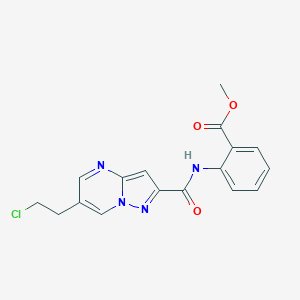 molecular formula C17H15ClN4O3 B455839 Methyl 2-({[6-(2-chloroethyl)pyrazolo[1,5-a]pyrimidin-2-yl]carbonyl}amino)benzoate 