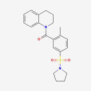 molecular formula C21H24N2O3S B4558421 1-[2-methyl-5-(1-pyrrolidinylsulfonyl)benzoyl]-1,2,3,4-tetrahydroquinoline 