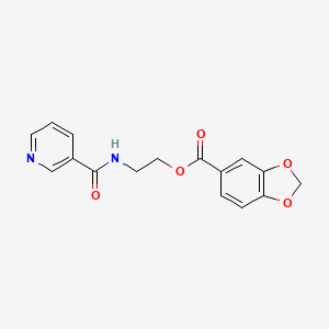 molecular formula C16H14N2O5 B4558427 2-[(3-pyridinylcarbonyl)amino]ethyl 1,3-benzodioxole-5-carboxylate 