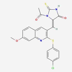 molecular formula C22H16ClN3O3S2 B4558457 1-acetyl-5-({2-[(4-chlorophenyl)thio]-7-methoxy-3-quinolinyl}methylene)-2-thioxo-4-imidazolidinone 