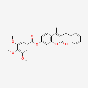 molecular formula C27H24O7 B4558490 3-benzyl-4-methyl-2-oxo-2H-chromen-7-yl 3,4,5-trimethoxybenzoate 