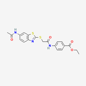 molecular formula C20H19N3O4S2 B4558502 乙基 4-[({[6-(乙酰氨基)-1,3-苯并噻唑-2-基]硫代}乙酰)氨基]苯甲酸酯 