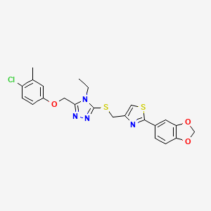 molecular formula C23H21ClN4O3S2 B4558571 3-({[2-(1,3-benzodioxol-5-yl)-1,3-thiazol-4-yl]methyl}thio)-5-[(4-chloro-3-methylphenoxy)methyl]-4-ethyl-4H-1,2,4-triazole 